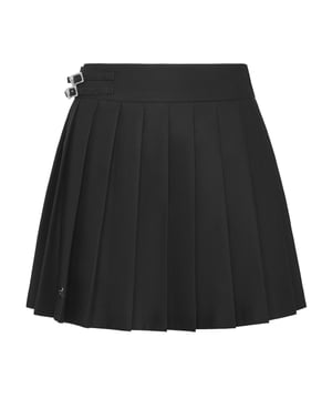 Chic & Elegant style? This skirt is just for you. We reimagined the miniskirt according to the style of Plein. See the details. Textured cotton   Flat pleats   Two straps with D-ring buckles   Invisible zip fastener on the side