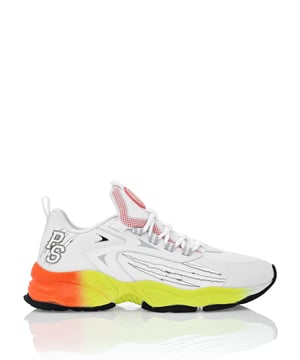 Diese Unisex-Laufschuhe sind dazu konzipiert, Ihnen dank hochtechnologischer Materialien und dem typischen Stil von Plein Sport zu helfen, über Ihre Grenzen hinaus zu laufen.   Ergonomisches und atmungsaktives Obermaterial aus Nylonjersey und Kunstleder   Tiger-Scratch-Druck am äußeren Viertel   Passende farbige tubulare Schnürsenkel   Logo-Band an der Fersenverstärkung, das mit der Zuglasche verbunden ist   Stoßdämpfende, ultraleichte, hochtechnologische Zwischensohle   Profilierte Laufsohle für optimalen Halt   Innenfutter