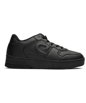 Zwarte Cruyff Royal sneakers voor heren, gemaakt van synthetisch materiaal en een rubberen zool. Voorzien van: Cruyff-merk, cupzool en gewatteerde kraag.