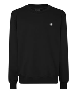 Billionaire añade un toque de estilo a su tiempo libre. Vea este jersey de forro polar de algodón con cuello redondo.  Suave forro polar de algodón elástico  Parche con escudo cosido en el pecho izquierdo  Dobladillo de punto elástico
