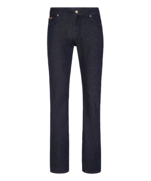 Añada algo informal y original a su atuendo. Le sugerimos estos pantalones vaqueros de 5 bolsillos. Descubra más.                                                               Tejido vaquero elástico lavado a la piedra  Monograma bordado en la parte trasera  Botón metálico sencillo  Etiqueta con letras estampadas en caliente cosida en el bolsillo trasero derecho  Remaches en forma de insignia  Ajuste: Súper recto