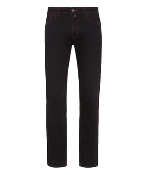 Pantalón vaquero de 5 bolsillos.   Tejido vaquero lavado a la piedra   Estampados en la parte trasera   Etiqueta Maxi con logotipo cosida en la parte trasera de la cintura   Un solo botón metálico   Ajuste: Súper recto