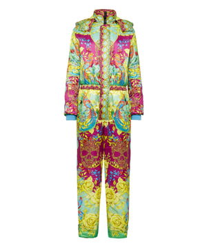 Mono de esquí de nailon vibrante y elegante   Presenta un exclusivo estampado New Baroque   Perfecto para esquiar o apres-ski con estilo   Ajuste cómodo con un diseño juguetón.