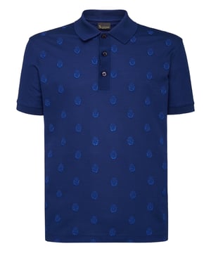 Billionaire mantiene uno de sus símbolos más característicos: su blasón. En este polo de piqué de algodón se presenta bordado en la parte frontal. Cuello con botones de cuatro agujeros. Cuellos y puños de canalé. Dos aberturas laterales. Bordes inferiores con doble pespunte.