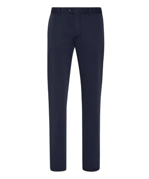 Añade un toque de alta costura Plein a su look. Eche un vistazo a estos chinos elásticos con parte delantera plana y descubre sus características.   Gabardina de algodón elástico   Bolsillos abiertos   Un solo botón   Ajuste: Slim