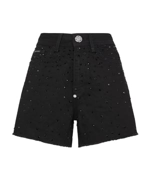 con cristales  Si quiere ser original, le recomendamos estos pantalones calientes de 5 bolsillos en denim lavado a la piedra con desgaste colocado y detalles preciosos. Descubra más.                                                                Tejido vaquero lavado a la piedra envejecido   Elementos de pedrería   Etiqueta con logotipo enjoyado cosida en la parte trasera de la cintura   Botón joya de metal único   Ajuste: High Rise