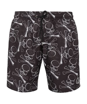 Personalice también su look de tiempo libre. Le proponemos estos boxers de natación con Skull&Bones.   Nailon con estampado Skull&Bones   Cinturilla elástica con cordón   Parche de goma con PP Hexagon cosido en la pierna izquierda   Dos bolsillos con aberturas   Forro interior de malla
