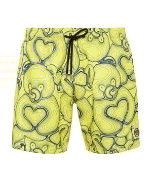 Pas ook je vrije tijd look aan. Wij stellen deze zwemboxers met Teddybeermotief voor. Nylon met Teddybeerprint   Elastische tailleband met trekkoord   Rubberen patch met PP Hexagon opgenaaid op de linkerpijp   Twee steekzakken   Mesh binnenvoering