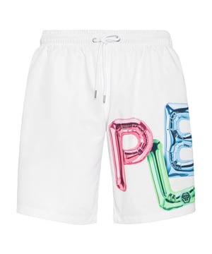 Personalice también su look de tiempo libre. Le proponemos estos boxers de natación con letras impresas en 3D.    Nylon con estampado de la marca en 3D    Cintura elástica con cordón de ajuste    Parche de goma con hexágono de PP cosido en la pierna izquierda    Dos bolsillos con aberturas    Forro interior de malla