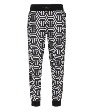 Stil ist ein Ausdruck von Persönlichkeit. Sehen Sie sich diese Jogginghose aus Technostoff mit originellen Details an.   Nylon-Fleece   Das Hexagon-Logo ist durchgehend aufgedruckt   PP Hexagon auf einem Abzeichen aus Saffianleder auf der Vorderseite, linken Seite   Schlitztaschen   Elastischer Rippenstrickbund mit Kordelzug    Rippstrickbündchen unten