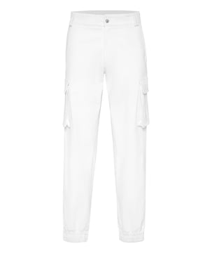 For those who love sporty outfits without compromising on style, we recommend these cargo pants. Discover all their features.   Corduroy   Cargo pockets   Logoed patch    Skull decorated metal single button   Slit pockets   Elasticated cuffs