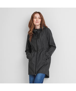 Keep the Kilnsey packable rain jacket to hand and you won't get caught out by seasonal showers - which we have our fair share of here in Yorkshire where our design team are based. This lightweight jacket is waterproof and breathable and the fully taped seams block out the rain to keep you completely dry. Kilnsey is cut in a longer length with a fishtail split at the bottom of the curved back and an adjustable elasticated waist for a feminine silhouette. It has a breathable mesh lining and sleeves with elasticated cuffs and easy glide taffeta lining, so it slips on and off with ease. Designed in fun patterns and colours inspired by trips to Whitby Bay, this rain jacket is finished with thoughtful design touches, such as pullers and trims dyed to match and a tonal TOG24 logo on the chest. You'll also appreciate practical features such as the two-way front zip, a fixed, adjustable hood that you can shape round your face and two lower zip pockets.