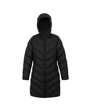 100% Polyester. Filling: Feather-Free, Heavyweight, Synthetic Down. Lining: Polyamide. Design: Quilted. Fabric Technology: DWR Finish, Water Repellent. Contrast Zip. Neckline: Hooded. Cuff: Inner Storm. Sleeve-Type: Long-Sleeved. Hood Features: Adjustable, Grown On Hood. Pockets: 2 Lower Pockets, Zip. Fastening: Two Way Zip. Sustainability: Made from Recycled Materials. 8 UK: 32 in. 10 UK: 34 in. 12 UK: 36 in. 14 UK: 38 in. 20 UK: 45 in. 18 UK: 43 in. 16 UK: 40 in.