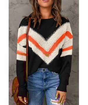 Black chevron striped
  Drop shoulder design
  Loose fit
  High
  quality materials
  Durable and long
  lasting
  Versatile and stylish
  Suitable for any gender