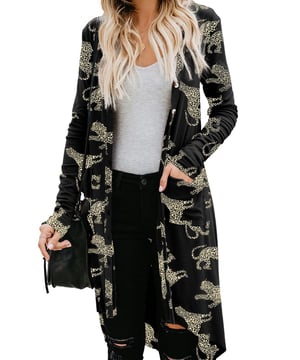 Black printed animal print design
  Ribbed knit texture
  Comfortable fit for layering
  High
  quality materials
  Versatile design for easy pairing