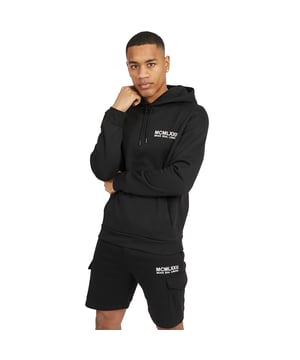Introducing this matching hoody and jogger set from Brave Soul, the newest addition to your wardrobe. The overhead hoodie features ribbed elasticated cuffs and hem, hood with drawstring and kangaroo pocket, while the matching fleece shorts has an elasticated waist with cargo pockets and side welt pockets. Team with a pair of trainers to complete your casual look making it the ultimate everyday outfit. Model wears UK size M.