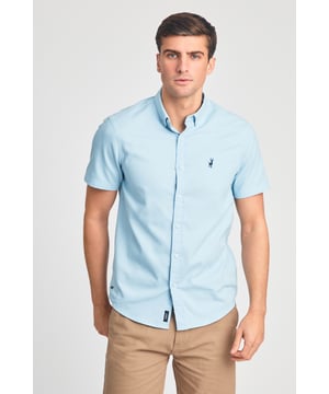 This cotton oxford style shirt from Kensington Eastside is a wardrobe staple. Features button-down collar, embroidered logo and short sleeve. Made from cotton fabric to ensure comfort and high quality. Other colours available.