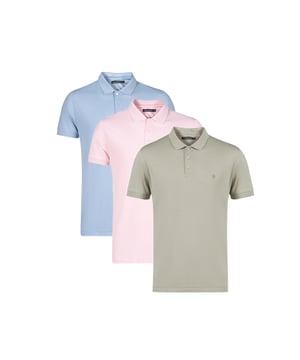 This three pack of polo shirts from French Connection offers both great value and style. These polo shirts are versatile and perfect for your new season wardrobe. Featuring a small embossed French Connection logo on the chest, short sleeves and a classic button-up polo collar. Made from cotton fabric to ensure comfortable wear. The pack contains three polo shirts in the colours shown.