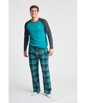This Tokyo Laundry loungewear set includes a marl raglan long-sleeve top paired with 100% cotton brushed flannel checked trousers. Designed for ultimate comfort, it features an elasticated waistband with an adjustable drawstring, offering a relaxed fit for lounging.