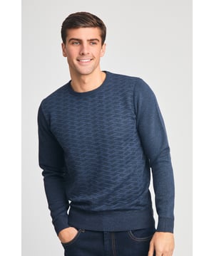 This crew neck jumper from Kensington Eastside blends timeless style with modern texture. Featuring a distinctive lattice-style knit on the front, it offers a refined yet contemporary look. Soft, breathable, and versatile, it’s the perfect layering piece for effortless smart-casual dressing.