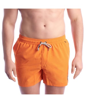 Men's swimsuit inMyHood Italy.\n\n This short swim trunk from InMyHood Italia is designed for those who prioritize comfort, modern style, and functionality in every detail. Ideal for both beach days and relaxed summer looks.\n\n Details:\n - Minimalist and versatile design.\n - Adjustable elastic waist with drawstring.\n - Mesh inner lining.\n - Quick-drying technical fabric.\n - Side pockets.\n - Exterior pocket with zipper and carabiner for attaching to your swimsuit.\n - Back pocket with zipper closure.\n - Distinctive label.\n\n An ideal garment for those who value a balance between style and functionality. This men's swimsuit from Inmyhood offers freedom of movement, comfortable materials, and an urban design that stands out in any setting.\n Composition: 95% Polyester, 5% Elastane\n Care:\nHand wash or machine wash on a gentle cycle, maximum 30°C.\n Do not use bleach or whitening products.\n Do not tumble dry; air dry, preferably in the shade.\n Do not iron.
