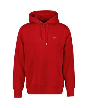 Kapuzen-Sweater für Herren von der Marke GANT. Angenehm weiche Loopback-Jersey-Qualität aus Baumwoll-Mix. GANT Wappen-Stickerei. Mit Kängurutasche.