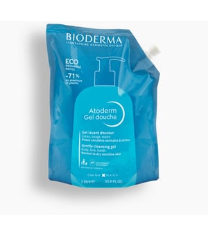 Atoderm Gel de ducha ECO-Refill es un gel de ducha limpiador que suaviza y protege la barrera cutánea. Sus propiedades disminuyen las sensaciones de tirantez de la piel normal y seca.&nbsp,Beneficios:&nbsp,Limpia con suavidad y respeta el equilibrio cutáneo.Alivia y protege.Deja la piel suave después de la ducha.Su espuma untuosa se aclara perfectamente.Garantiza una excelente tolerancia cutánea.Arobado por el 100 % de nuestros consumidores*Color azulado natural - Sin jabón - Perfume suave