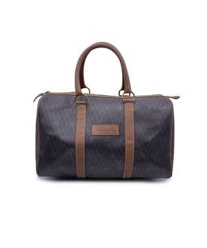 VINTAGE, RRP AS NEW
Vintage boston bag by Christian Dior. Dior brown monograms over charcoal canvas, with brown leather trim and finish. Top leather handles, no strap. Upper zipper closure. 1 side zip pocket inside. 'Christian Dior - Made in France' gold metal tag inside  Condition Rating: B - VERY GOOD CONDITIONCondition Details: Gently used. Some normal wear of use on leather trim (light darkness and creases). Some wear of use on the handles. Minimal wear of use on the internal lining. Please see the photos and/or ask if you need further information or if you have any doubtsMeasurements (cm):Depth: 20.3Height: 22.9Length: 38.1Other Details: Dustbag? NoKeys? YesBox? No Measurments:  width: 203 mm length: 381 mm height: 229 mm