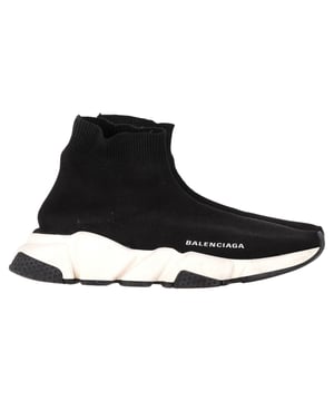 VINTAGE, RRP AS NEW
The Balenciaga Speed Trainer Shoes in black polyester offer a sleek, futuristic design that effortlessly combines comfort and high fashion. Featuring a sock-like silhouette and a minimalist look, these trainers provide a snug fit while maintaining a stylish edge. Pair them with skinny jeans and an oversized blazer for a bold street-style outfit, or go for an athleisure look with leggings and a cropped hoodie. Their versatile design makes them the perfect footwear to elevate both casual and elevated looks.

 Balenciaga Speed Trainer Shoes in Black Polyester

Condition: Very good
Signs of wear: Minor signs of wear
Packaging: None
Color: Black
Material: Polyester
Size: UK | 5
Measurements: Heel height: 40; Insole length: 270
SKU: BAPUGBSH462953W