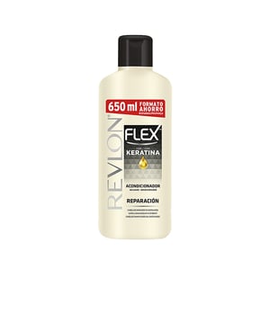 El acondicionador reparador FLEX KERATIN de REVLON MASS MARKET es ideal para cabellos que han sufrido daños. Este producto actúa desde la raíz hasta las puntas, fortaleciendo y restaurando la salud del cabello. Su fórmula incluye polímeros cosméticos que brindan nutrición y un brillo excepcional, mientras que la queratina ayuda a suavizar y revitalizar cada hebra.