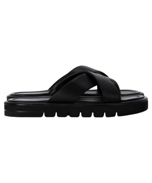 VINTAGE, RRP AS NEW
Step into sleek sophistication with the Stuart Weitzman Elodie Slide Sandals in black leather, a versatile staple for effortless elegance. Featuring a minimalist design with a smooth leather finish, these slides offer both comfort and polish in one refined silhouette. The low heel and clean lines make them ideal for all-day wear without sacrificing style. **Style tip:** Slip them on with wide-leg trousers and a tucked-in blouse for a chic, modern look that moves seamlessly from day to night.

 Stuart Weitzman Elodie Slide Sandals in Black Leather

Condition: Excellent
Signs of wear: Include Box., No visible sign of wear. No Mark at insole.,  Very light mark at soles.
Packaging: Box, Dust bag
Color: Black
Material: Leather |  leather
Size: EU | 38
Measurements: Heel height: 20; Insole length: 240
SKU: TONPUDESH470430W