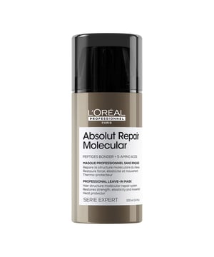 LORÉAL PROFESSIONNEL PARIS ha creado una mascarilla sin necesidad de enjuague llamada ABSOLUT REPAIR MOLECULAR, pensada para ofrecer una solución completa en la reparación del cabello, dejándolo con un aspecto sano y brillante tras cada uso.   Ventajas de su uso:  - Reparación Profunda: Gracias a su fórmula avanzada, esta mascarilla penetra en la estructura del cabello, ayudando a restaurar y fortalecer incluso las hebras más deterioradas. - Hidratación Superior: El producto proporciona una intensa hidratación que transforma el cabello, dejándolo suave y fácil de manejar. - Protección del Calor: Esta mascarilla actúa como un escudo contra los daños ocasionados por el calor de secadores y planchas, contribuyendo a que el cabello mantenga su fortaleza. - Brillo Radiante: Además de sus propiedades reparadoras, otorga un brillo espectacular, logrando que el cabello luzca saludable y reluciente. - Facilita el Estilizado: Desenreda el cabello productivamente, simplificando el proceso de peinado y minimizando la ruptura del mismo.