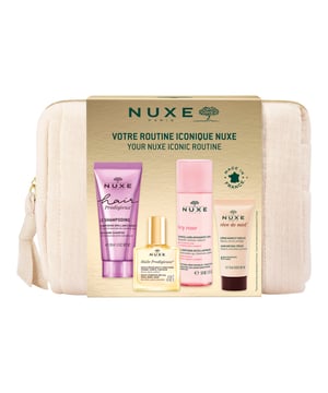 **Neceser Nuxe: Rutina Icónica**  Transforma tu cabello con el poder sublimador del aceite fermentado de Camelia Rosa. Gracias a la experiencia de los Laboratorios Nuxe en aceites vegetales, el Champú Brillo Sublime limpia y perfuma el cabello con suavidad. Este champú, formulado sin siliconas ni sulfatos*, nutre la fibra capilar sin apelmazarla, gracias a su aceite de camelia rosa. Su textura láctea, junto con la fragancia icónica de Huile Prodigieuse®, convierte el lavado del cabello en un ritual sensorial extraordinario. El resultado es un cabello radiante y con una sedosa suavidad que resulta adictiva.  Desde la primera aplicación(1), el 95% de las usuarias reporta que su cabello se limpia suavemente, mientras que el 91% siente que su cabello es flexible. Además, el 95% confirma que no se apelmaza y el 95% también menciona que su cabello queda delicadamente perfumado. (1) Prueba de uso realizada con 22 mujeres, medido como porcentaje de satisfacción inmediatamente después de la aplicación. Contiene un 94% de ingredientes de origen natural. *Contiene tensioactivos sulfatados. Este tratamiento capilar está formulado y fabricado en Francia.