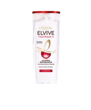 Friseurbedarf LOreal SHAMPOO ELVIVE Total Repair 5. Wenn Sie bemerken, dass Ihr Haar an Kraft verliert, ausfällt oder nicht mehr die gewohnte Vitalität hat, ist es an der Zeit, dieses Shampoo zu verwenden. Es adressiert sämtliche Probleme, die das Haar beeinträchtigen, wie z. B. Trockenheit sowie Verlust von Volumen und Glanz. Mit der Formel aus Pro-Keratin und Ceramid, welche die gesamte Haarstruktur pflegt, wird das gesunde Aussehen zurückgeholt. Sanft auf die feuchte Kopfhaut einmassieren und anschließend gründlich mit Wasser ausspülen.