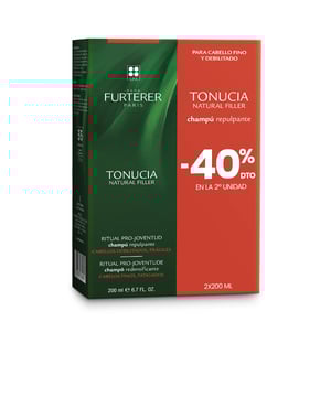 El pack de champú repulpante TONUCIA de RENE FURTERER es ideal para el uso diario, proporcionando revitalización y fortaleza al cabello fino y apagado. Su fórmula se distingue por un ingrediente poderoso: extracto de semillas de tamarindo, que actúa como un ácido hialurónico natural, en combinación con aceite esencial de naranja para favorecer la microcirculación en el cuero cabelludo. Además, es enriquecido con un conjunto de vitaminas, microproteínas de trigo y cementrio. Gracias a su acción dual, este champú no solo repulpa la fibra capilar sino que también estimula la microcirculación y refuerza el cabello a nivel profundo. Su peculiar textura con microesferas de aceite esencial de naranja proporciona una limpieza suave y envuelve el cabello en una fragancia fresca, garantizando un momento de bienestar único. Con ello, el cabello se vuelve más manejable, recuperando su brillo y densidad desde las raíces hasta las puntas.  Ventajas: - Limpieza suave: este champú, enriquecido con activos naturales, lava el cabello con delicadeza y lo hidrata. - Fortalecimiento y revitalización de la fibra capilar: el cabello se siente más denso y brillante, además de estar flexible y rejuvenecido. - Experiencia sensorial única: las bioesferas de aceite esencial de naranja estimulan la microcirculación del cuero cabelludo y aportan un aroma distintivo y encantador.