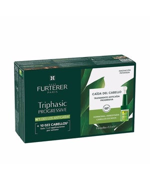 TRIPHASIC PROGRESSIVE es un innovador tratamiento anti-caída de René Furterer que aborda la pérdida progresiva de cabello. Este completo enfoque capilar actúa en las tres fases cruciales del ciclo de vida del cabello, ayudando a frenar significativamente la caída, promover un crecimiento saludable y prolongar la vida tanto del cabello actual como del futuro. Con solo un mes de uso, notarás una melena más densa y voluminoso, y tras tres meses de aplicación constante, podrás disfrutar de un incremento de hasta 7490 cabellos en tu densidad capilar. El tratamiento incluye un aplicador exclusivo que facilita su uso y proporciona un suave masaje relajante en el cuero cabelludo. Cada caja contiene 8 ampollas.