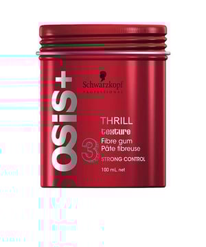 OSiS+ THRILL Elastic Fibre Gum de SCHWARZKOPF es un producto de estilizado creado para ayudarte a lograr peinados versátiles y con textura. Forma parte de la reconocida línea OSiS+ de SCHWARZKOPF, que se distingue por ofrecer soluciones profesionales para el cuidado del cabello.  **Beneficios:**  - **Textura y Elasticidad:** THRILL Elastic Fibre Gum proporciona una textura única y elasticidad a tu cabello, facilitando la creación de peinados definidos y flexibles.    - **Fijación Firme pero Maleable:** Este producto ofrece una fijación firme que, al mismo tiempo, es flexible. Esto te permite modificar y ajustar tu peinado a lo largo del día sin que se endurezca ni se deshaga.  - **Brillo Natural:** Además, aporta un brillo natural a tu cabello, haciéndolo lucir saludable y radiante.