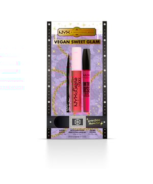 LIMITED EDITION VEGAN SWEET GLAM DE NYX PROFESSIONAL MAKEUP. Consigue un maquillaje deslumbrante con el kit Vegan Sweet Glam, que contiene tres de los productos más emblemáticos de Nyx Professional Makeup: el delineador Epic Ink, la máscara On The Rise y el labial Lingerie XXL. Perfecto para brillar esta Navidad con un acabado completo. Este maquillaje de larga duración permite mantener tu look impecable durante hasta 16 horas, convirtiendo a estos tres productos en esenciales en tu colección, ideales para crear infinidad de estilos para cada ocasión.