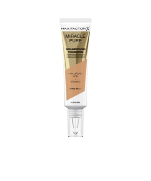 La base de maquillaje Miracle Pure SPF30 de MAX FACTOR es un innovador producto que combina maquillaje y cuidado dermoestético. Contiene un 89% de ingredientes beneficiosos para la piel, como un avanzado complejo de colágeno, vitamina C y ácido hialurónico. Con solo una pequeña cantidad, lograrás un acabado luminoso y perfecto sobre tu rostro.   Su fórmula, diseñada con estándares clínicos, asegura 24 horas de hidratación y contribuye a mejorar la firmeza de la piel de manera progresiva. Gracias a su singular combinación de componentes, favorece la elasticidad natural y refuerza la producción de colágeno, lo que se traduce en una apariencia más juvenil.   La cobertura es media y se puede ajustar, permitiendo disimular imperfecciones y ofreciendo un tono saludable. Además, cuenta con un factor de protección solar SPF 30, resguardando tu piel de los daños causados por el sol.