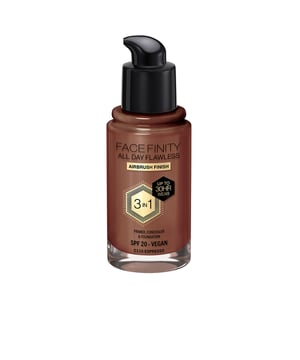 MAX FACTOR presenta su base Facefinity 3 en 1, un innovador producto que fusiona prebase, corrector y maquillaje en una sola fórmula, ideal para lograr un acabado profesional y duradero. Su composición ha sido optimizada para ofrecer mayor defensa contra factores ambientales como la contaminación y la luz azul. Equipado con la tecnología Flexi-hold, este maquillaje garantiza una alta cobertura con un efecto mate que se siente ligero y cómodo por más de 30 horas. Es completamente vegano, resistente al agua, al sudor y libre de aceites, además, su envase está elaborado con materiales reciclados. La prebase crea una superficie uniforme y ayuda a mantener el maquillaje intacto, mientras que el corrector actúa eficazmente para disimular imperfecciones y minimizar la apariencia de los poros. También incluye un factor de protección solar SPF 20, resguardando así tu piel de los daños solares. ¡Te va a sorprender el acabado!