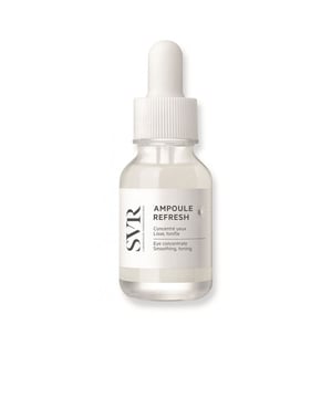 AMPOULE refresh yeux de SVR LABORATOIRE DERMATOLOGIQUE. Este sérum proporciona un frescor inmediato que revitaliza y suaviza la mirada. Reduce las líneas de expresión, las arrugas, y atenúa los signos de fatiga. Su punta metálica masajeadora ayuda a descongestionar, aliviar y disminuir la hinchazón. Así, el contorno de los ojos se muestra hidratado y tonificado, dándole un aspecto descansado. Las noches cortas entorpecen la regeneración de esa área delicada, causando la aparición de ojeras, hinchazón y arrugas. Un masaje matutino estimula la microcirculación sanguínea. Este sérum contiene activos dermatológicos en altas concentraciones: Péptidos que suavizan y relajan los rasgos, extracto de algas que disminuye el color y la textura de las ojeras, y cafeína que alivia y revitaliza la mirada.