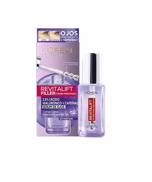 REVITALIFT FILLER Augenserum Mit Hyaluronsäure und Koffein angereichert Dieses Augenserum von Revitalift Filler enthält Hyaluronsäure, die gezielt die empfindliche Haut um die Augen mit Feuchtigkeit versorgt und feine Linien sichtbar reduziert. Der enthaltene Koffein-Komplex hilft, die Haut aufzufrischen und wirkt effektiv gegen Schwellungen und dunkle Ringe. Ein besonderer Vorteil ist der praktische Roll-on-Applikator, der sich ergonomisch der Augenkontur anpasst und für ein erfrischendes Gefühl sorgt.