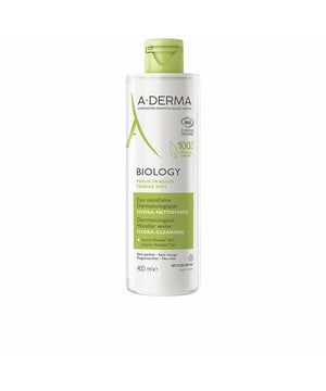 Con el AGUA MICELAR DERMATOLÓGICA BIOLOGY, A-DERMA ha creado el primer desmaquillante dermatológico con certificación orgánica, ideal para todos los tipos de piel sensible en el rostro. Su fórmula innovadora incluye el ingrediente activo principal de la línea BIOLOGY: Savia de Avena Rhealba® Orgánica, famosa por sus propiedades reequilibrantes e hidratantes, además del Extracto de Diente de León que combate la contaminación. Con una textura fresca y no pegajosa, este AGUA MICELAR dermatológica no requiere aclarado, ha sido probada en pieles alérgicas y es apta para el rostro y el área del contorno de ojos. Desmaquilla y limpia con suavidad, al tiempo que hidrata y equilibra la piel delicada. Sin fragancia ni aceites esenciales y no comedogénica, su fórmula 100% natural está certificada como orgánica. Con este producto, A-DERMA proporciona a las pieles sensibles una limpieza con ingredientes esenciales que aseguran una óptima tolerancia. La Avena Rhealba® utilizada proviene de la agricultura ecológica. También es vegano, ya que no contiene ingredientes de origen animal.   • LIMPIA Y DESMAQUILLA: Elimina suavemente el maquillaje, las impurezas y las partículas de contaminación sin resecar la piel.  • HIDRATA: Su fórmula, rica en Savia de Avena Rhealba® orgánica, contiene un ingrediente activo patentado* que potencia la producción natural de Ácido Hialurónico**, logrando un incremento del +83% en la hidratación duradera durante el día.  • EQUILIBRA: La Savia de Avena Rhealba® Orgánica ayuda a mantener los minerales esenciales de la piel, como calcio y magnesio. La película hidrolipídica está protegida por una fórmula que equilibra el microbioma de la piel. * Se encuentran pendientes 2 patentes (relativas a la extracción y acción del ingrediente activo).
