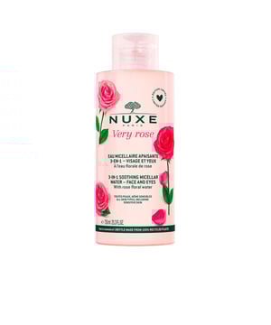 El agua micelar calmante 3 en 1 VERY ROSE de NUXE es adecuada para todo tipo de piel. Con Agua Floral de Rosas, este producto desmaquilla y limpia la piel del rostro y los ojos, eliminando eficazmente el maquillaje y las impurezas. Su fórmula, enriquecida con un complejo Skin-Respect de origen 100% vegetal, proporciona una sensación de calma a la piel y respeta su equilibrio natural. Al usarlo, la piel queda fresca y suave, mientras que su delicado aroma a rosas cautiva los sentidos.