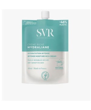Experience ultimate hydration with SVR Hydraliane Intense Moisture Rich Cream, specially formulated for dry and sensitive skin. This luxurious face moisturizer features hyaluronic acid and 100% natural ingredients, delivering deep moisture and a silky, melt-in texture. Your skin will feel incredibly soft, supple, and soothed after each application. Plus, with its eco-friendly pouch design that reduces plastic use by 46%, you can indulge in skincare that's good for you and the planet. Apply morning and evening on clean, dry skin for best results.