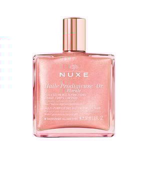 HUILE PRODIGIEUSE® Or Florale es un aceite seco de NUXE que combina un exclusivo cóctel de 7 aceites vegetales 100% naturales. Ideal para ofrecer hidratación, luminosidad y un acabado satinado en rostro, cuerpo y cabello en un solo paso. Este producto, con sutiles matices perlados naturales, brinda un hermoso tono dorado-rosado adecuado para todo tipo de piel. Además, tiene la capacidad de embellecer y resaltar la piel, dejándola suave y sedosa al tacto, sin dejar una sensación aceitosa gracias a su innovadora fórmula de textura seca. Su fragancia floral y fresca despierta los sentidos con notas brillantes y vibrantes. Prodigieuse® Or Florale viene presentado en un práctico frasco con cuentagotas.   Respecto a sus beneficios, se han realizado pruebas que demuestran su eficacia: el 95% de las personas involucradas en el estudio notaron su piel más suave y confortable (2), así como también un satinado y realce en su apariencia. Por otro lado, el 100% de las participantes apreciaron cómo su piel adquirió un agradable aroma. Estos resultados provienen de pruebas realizadas con 21 voluntarias, donde se midió el porcentaje de satisfacción inmediatamente después de la primera aplicación y tras 28 días de uso continuado, con una aplicación diaria. Su fórmula es vegana y carece de ingredientes o derivados de origen animal, incorporando un 96% de componentes naturales*.