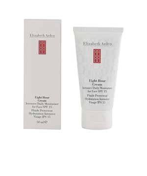 Crema Intensa de OCHO HORAS con SPF15 de ELIZABETH ARDEN. Este fluido hidratante es ideal para usar durante el día, ya que mantiene la piel suave, hidratada y con una textura lisa durante un período de hasta 8 horas. Brinda una defensa eficaz contra factores ambientales adversos y condiciones climáticas como la exposición al sol, el viento y el frío. Además, su factor de protección solar 15 ayuda a resguardar la piel de los efectos perjudiciales del sol. Es apta para todos los tipos de piel.