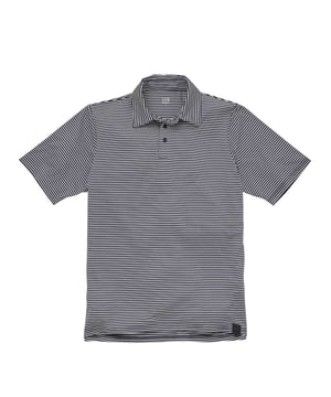 This stripe polo shirt is cut from a moisture wicking fabric-that will dry quickly to help hide sweat - it's been given added stretch to ensure optimum comfort. It's super soft, breathable, and comes in a comfortable regular fit shape. The hem is longer at the back to avoid gaping. 88% polyester / 12% elastane, 180gram sweat wicking material.