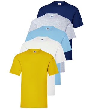 The Original Fruit of the Loom short sleeve T-shirt for men and women features a crew neck with a taped neckline for added comfort, twin needle stitching on the neck, sleeves, and hem, and is made from soft Belcoro® yarn for a premium feel; crafted from 100% cotton with a fabric weight of 135 GSM for white and 145 GSM for all other colours, this high-quality, machine-washable basic tee is perfect for everyday wear.