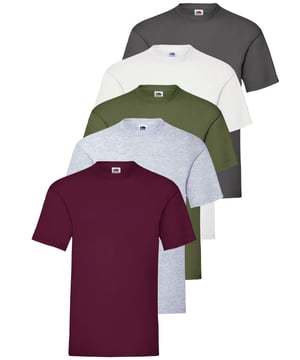 The Original Fruit of the Loom short sleeve T-shirt for men and women features a crew neck with a taped neckline for added comfort, twin needle stitching on the neck, sleeves, and hem, and is made from soft Belcoro® yarn for a premium feel; crafted from 100% cotton with a fabric weight of 135 GSM for white and 145 GSM for all other colours, this high-quality, machine-washable basic tee is perfect for everyday wear.